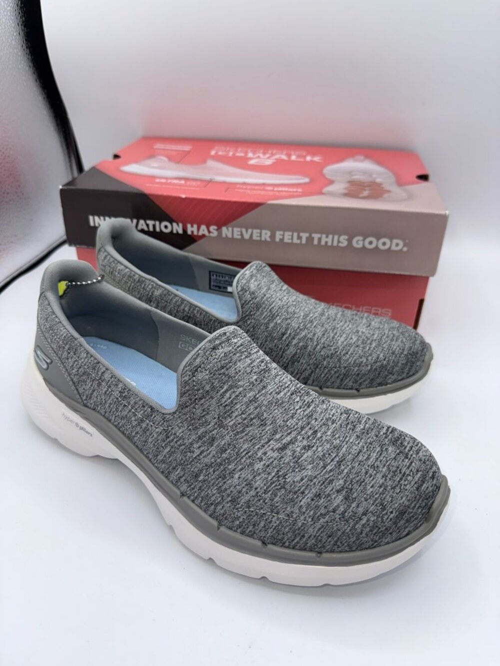 Skechers GOwalk 6 Hyper Pillars Slip On Shoes Gray Size 8 NWOT